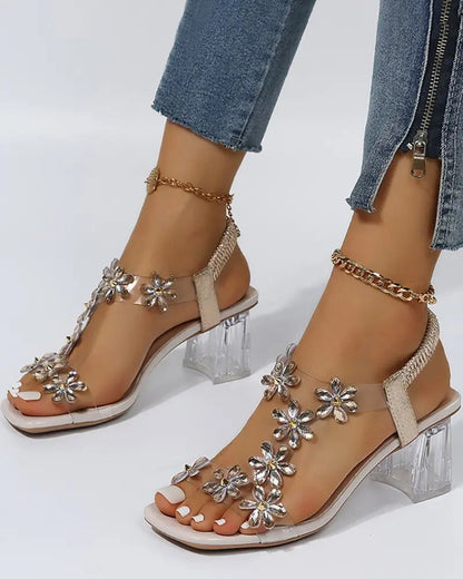 women's summer strappy sandals rhinestone high heels