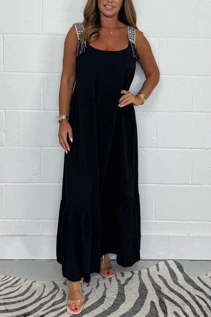 Embroidered Strap Maxi Dress