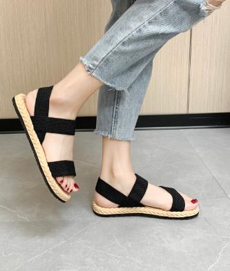 Women's Espadrille Flat Sandals Casual Solid Color Shoes