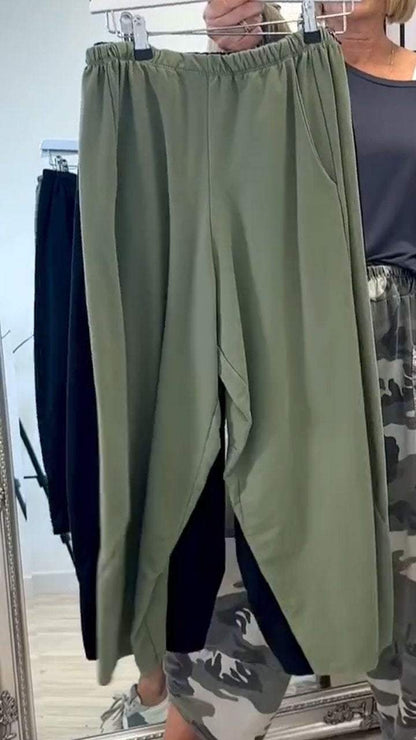 Casual Loose Trousers dark green