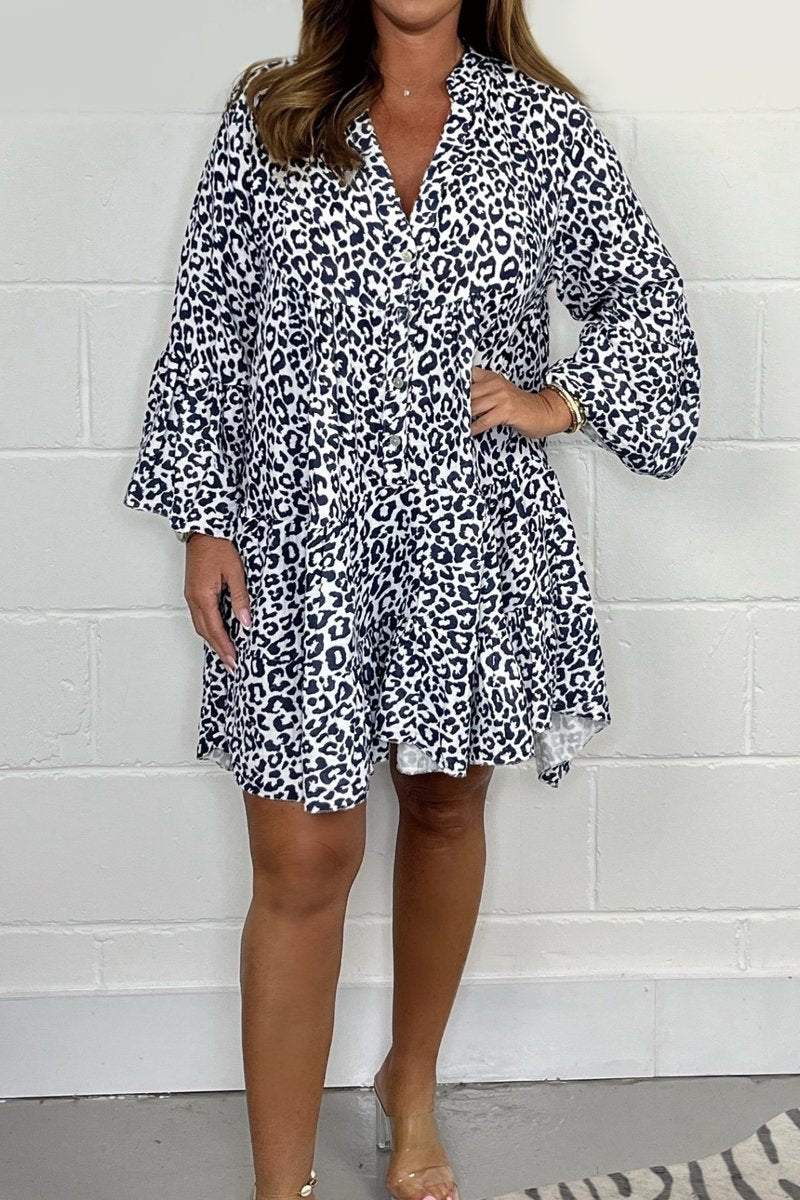 Leopard print dress Navy blue