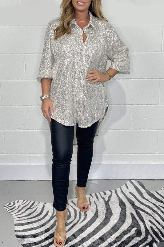 Women's sequin shirt Silver