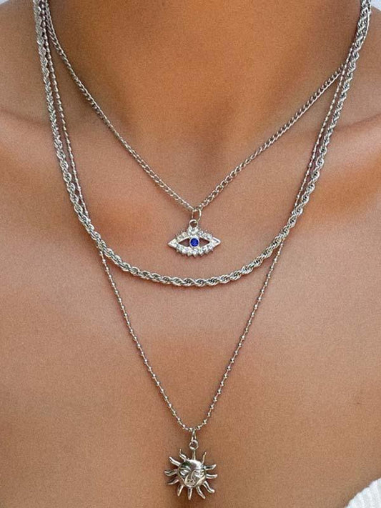 Lucky Eye Crystal Diamond Necklace Silver one-size