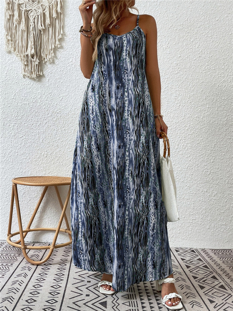 Printed Slip Dress Grey