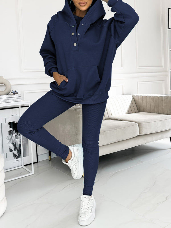 Casual and Comfortable Sweatshirt Suit sweatshirt+pants blue