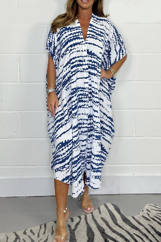 Printed Oversize Dress Blue