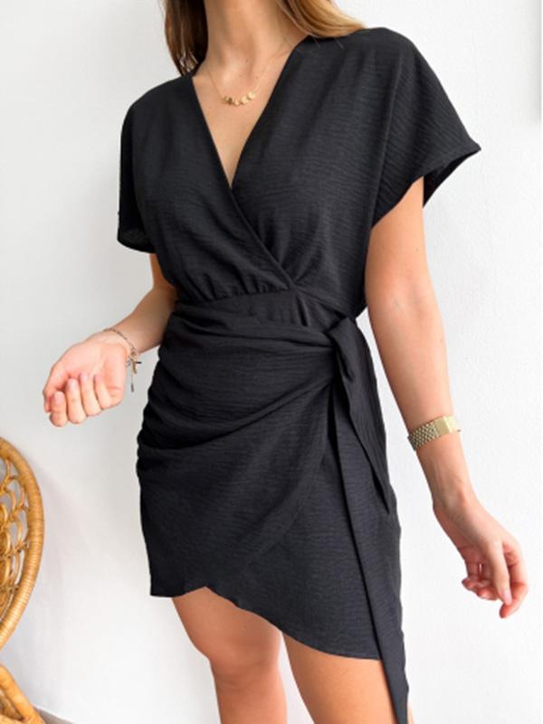 Women's Casual Lace Up Short Sleeve Dress