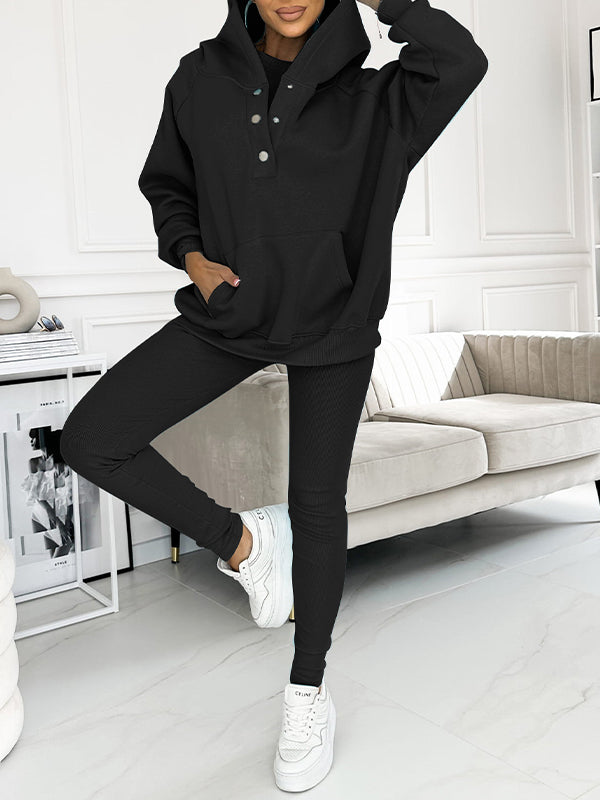 Casual and Comfortable Sweatshirt Suit sweatshirt+pants black