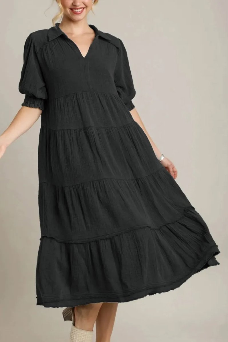 Women's V Neck Layered Maxi Dress