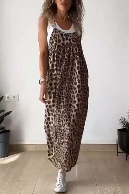 Women's Casual Strap Leopard Print Dress