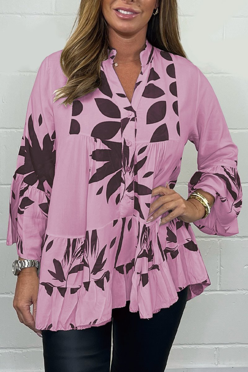 Contrast print top Pink