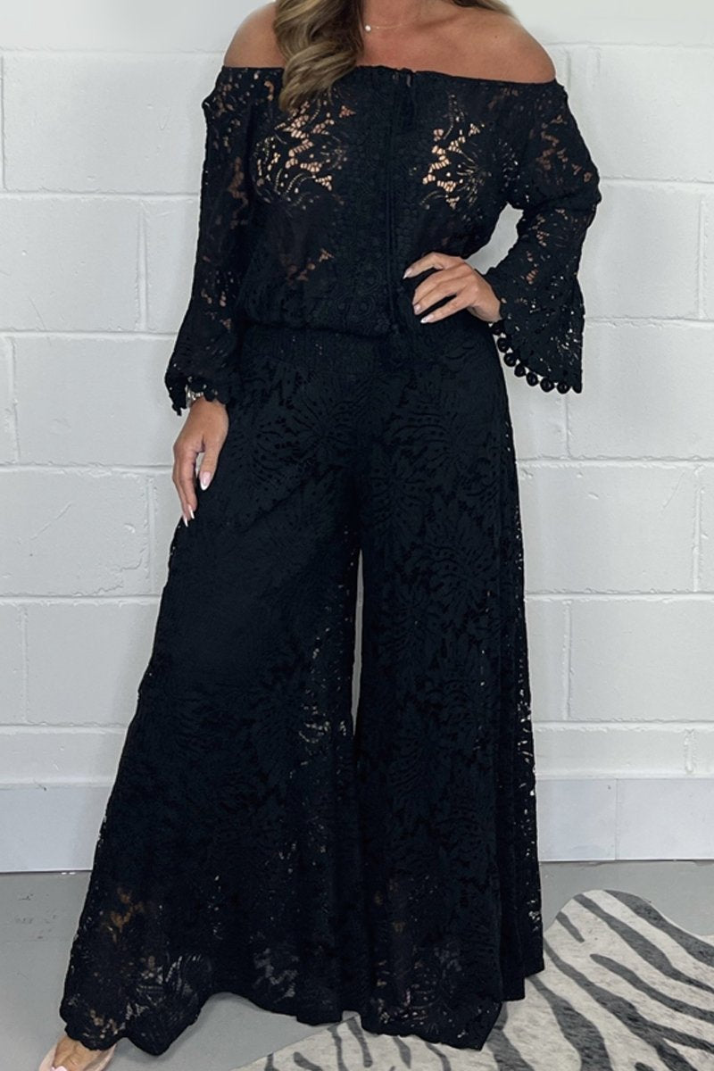 Casual lace suit Black