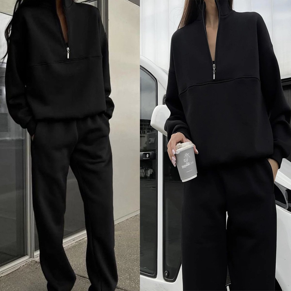 Sweatshirt and sweatpants two-piece suit