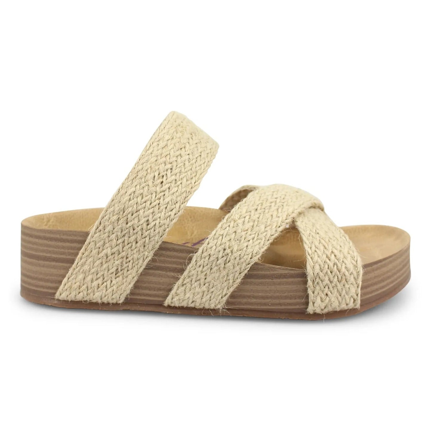 Vacation Wedges Slide Sandals For Women, Braid Detail Criss Cross Sandals hemp rope