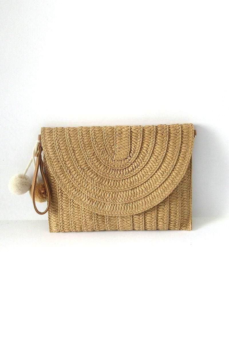 Woven bag clutch Light coffee One Size