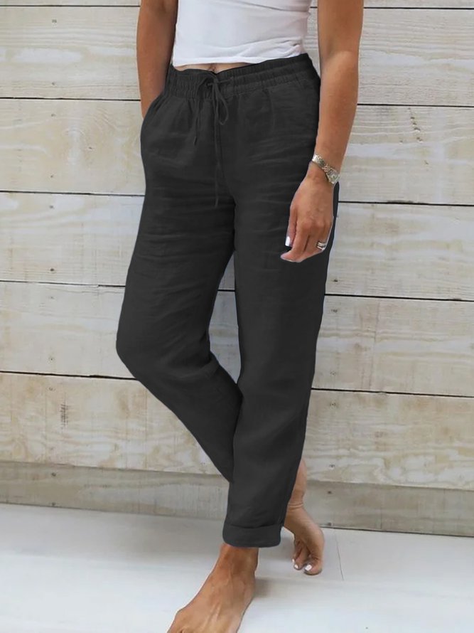 Loose Drawstring Casual Casual Pants Black