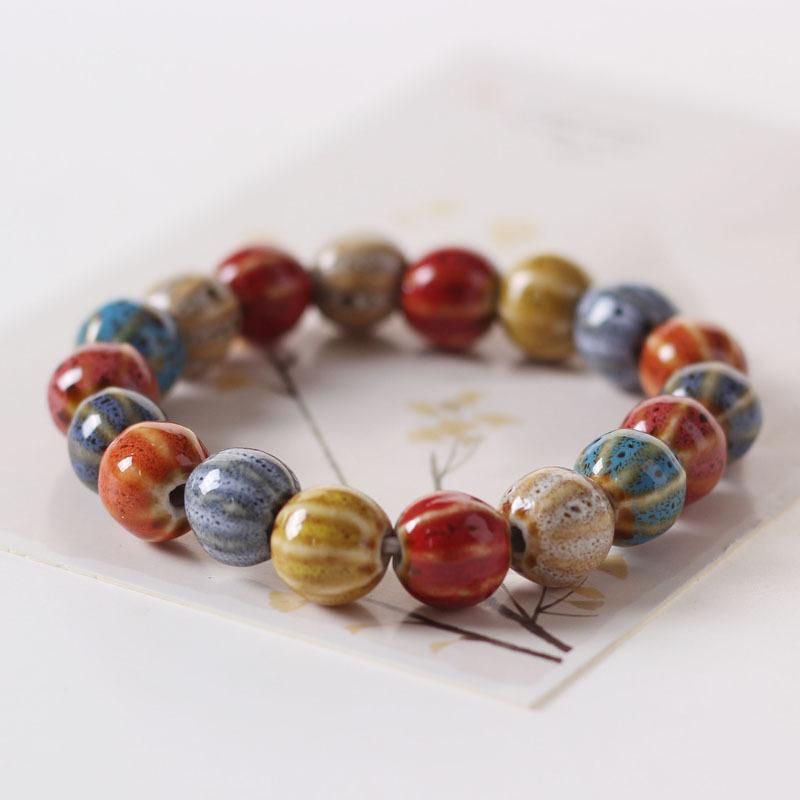 Glaze beads ceramic jewelry ethnic style bracelet watermelon beads One Size