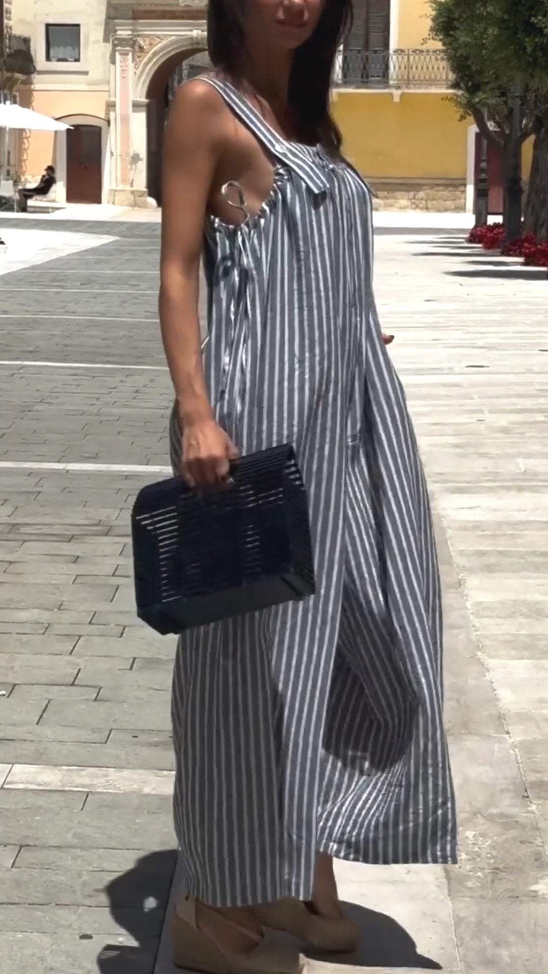 Women's Sleeveless Striped Jumpsuit