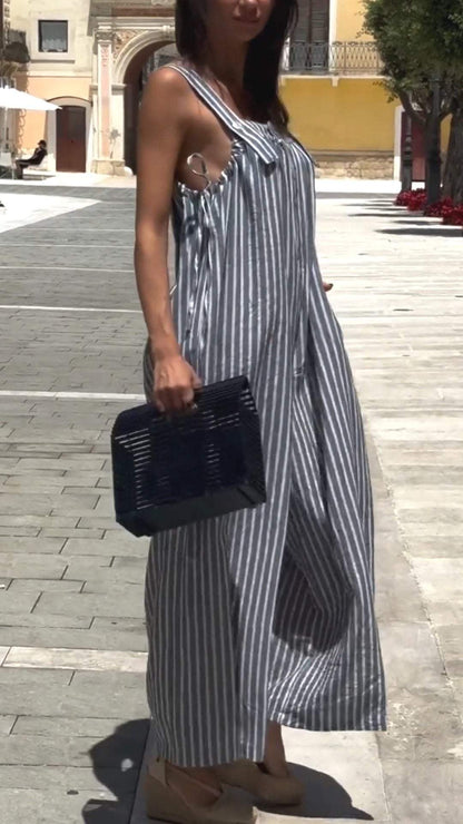 Women's Sleeveless Striped Jumpsuit