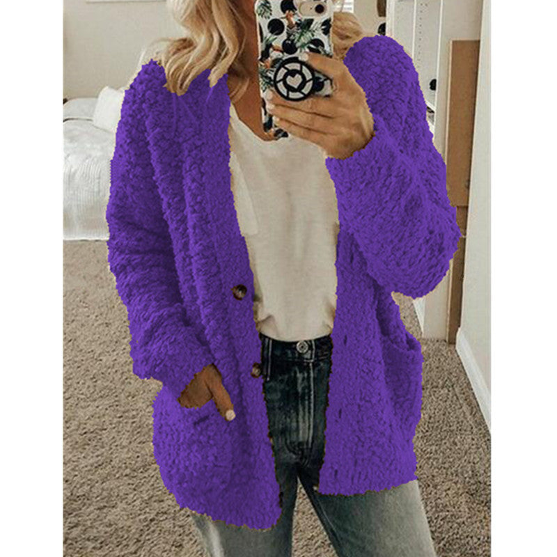 Women's fashion casual sweater coat Purple