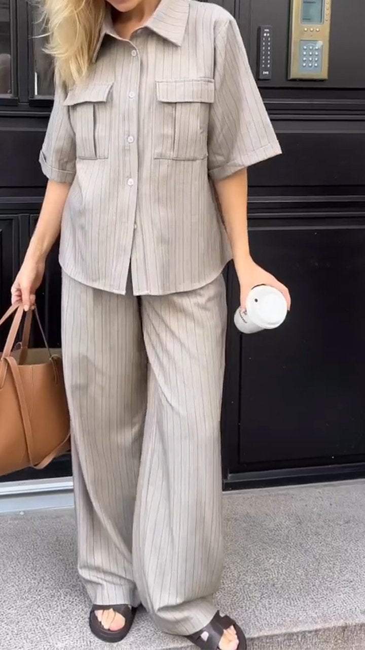 Women's Lapel Casual Striped Suit