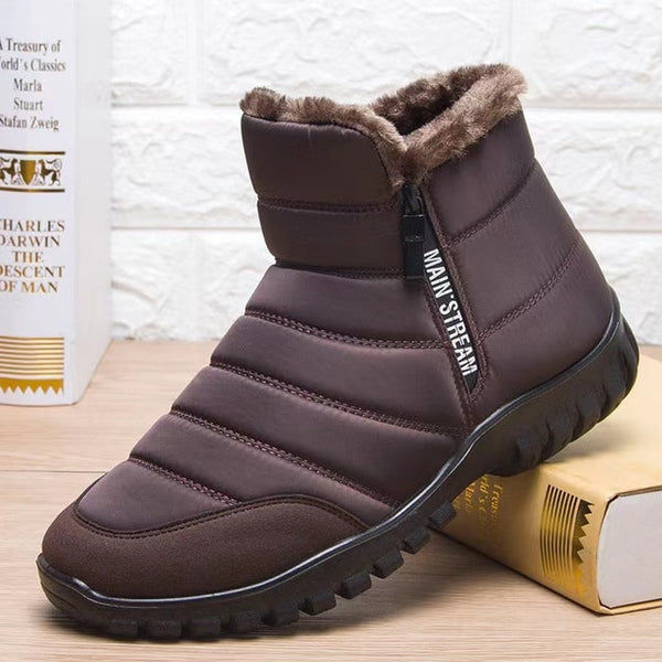 Men's Waterproof Warm Cotton Zipper Snow Ankle Boots (HOT SALE !!!-60% OFF) COFFEE