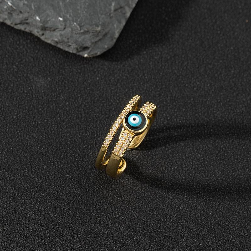 Colored Zircon Devil's Eye Open Ring Color 4 one-size