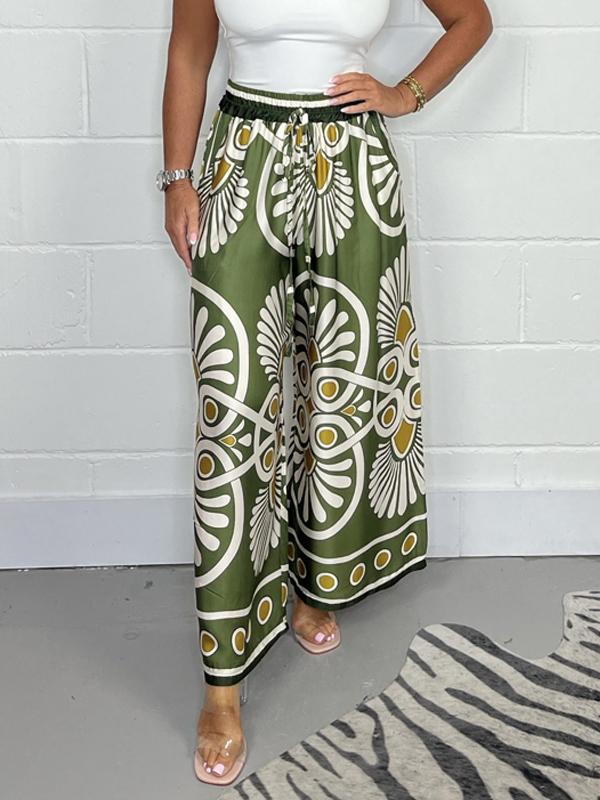 Printed satin track pants Green