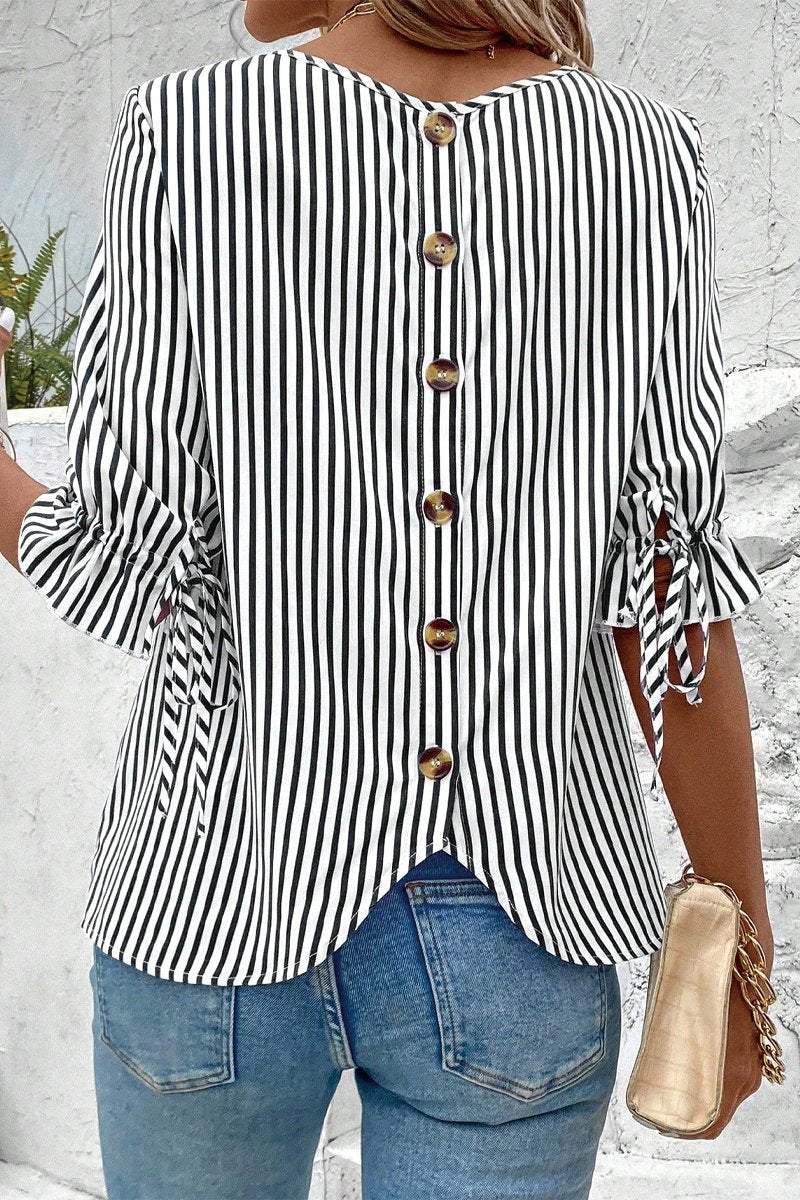 Striped button-down shirt Black