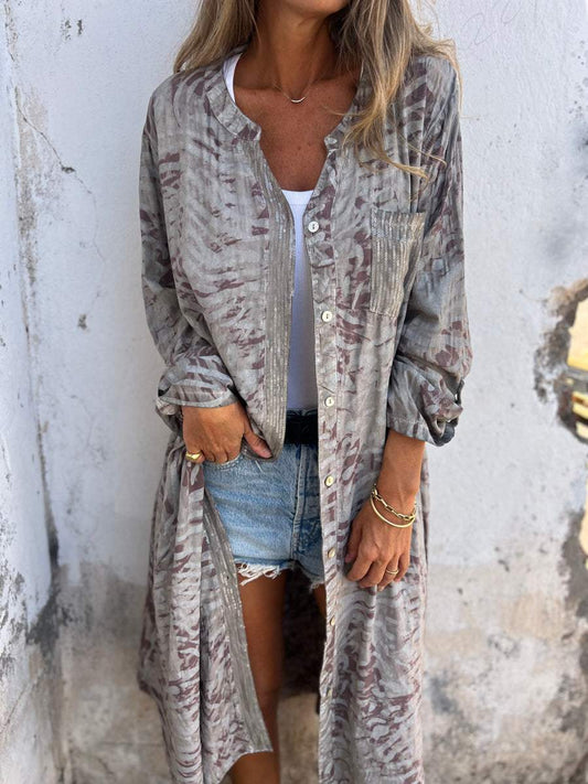 Long Sequin Patchwork Cardigan gray