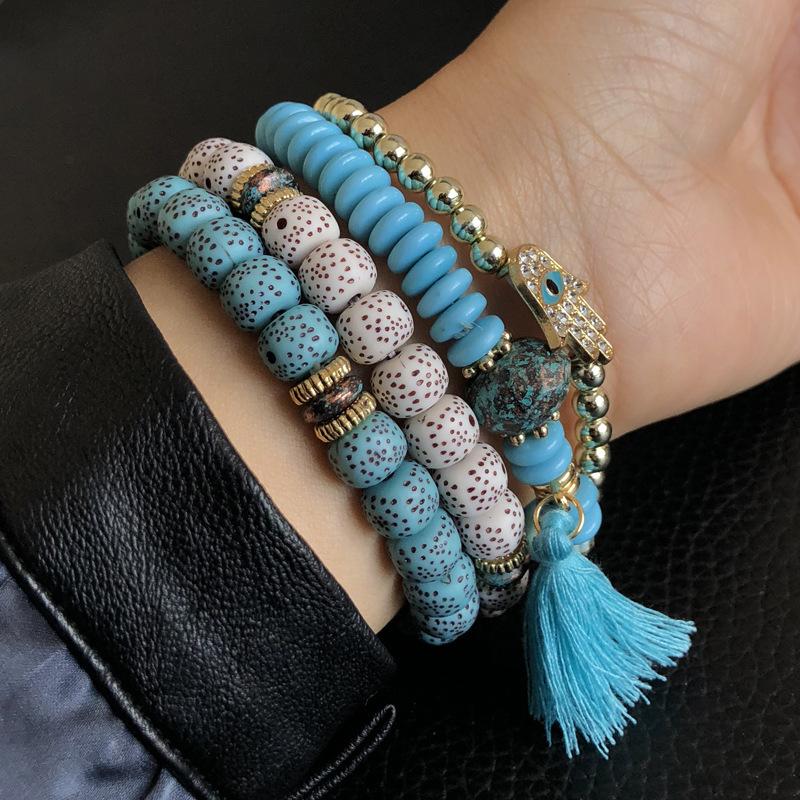 Bodhi Ethnic Style Multi-layered Bracelet Blue One Size