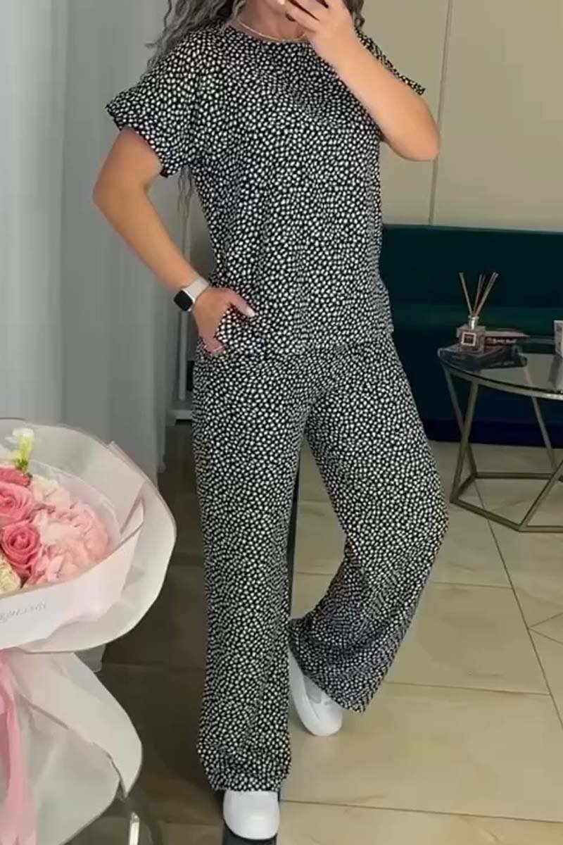 Women's casual polka dot sports suit