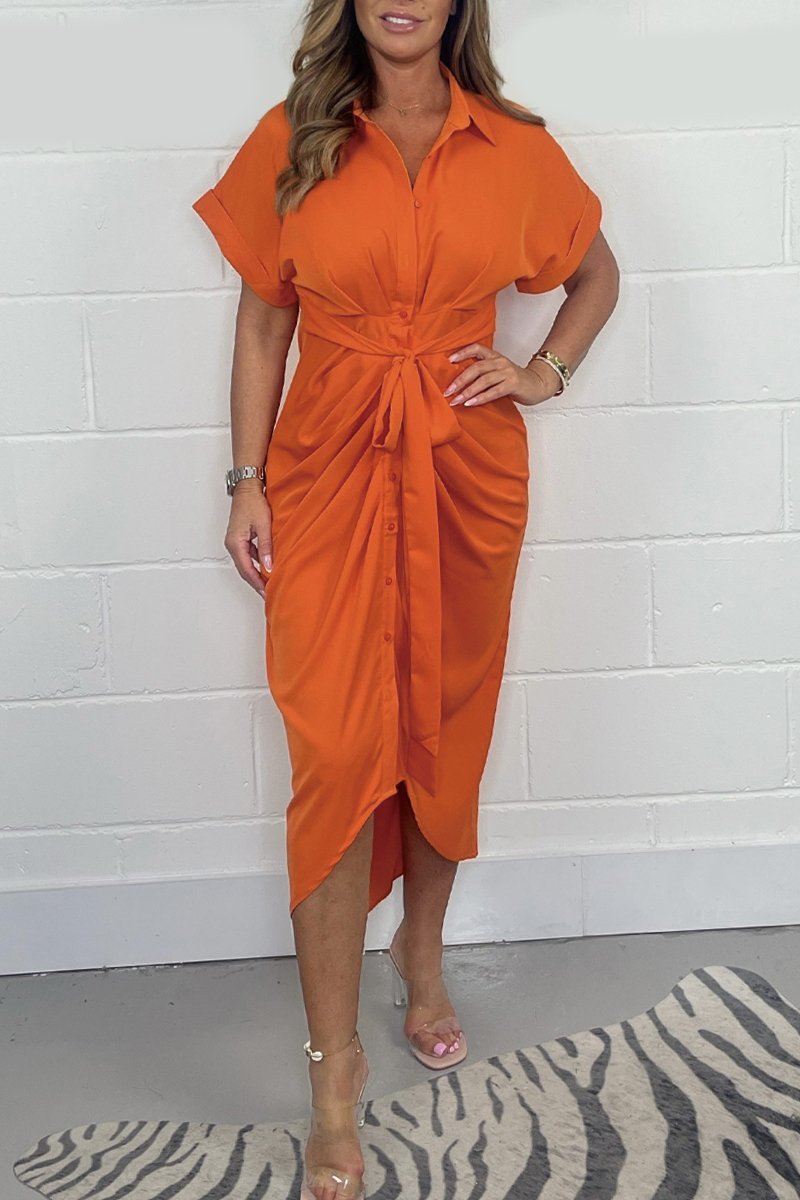 Solid color shirt dress Orange