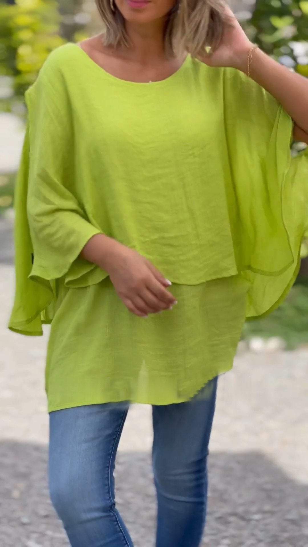 Chiffon Irregular Top Green