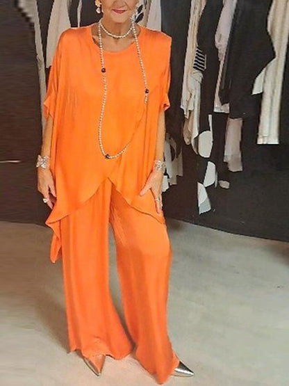 Casual Irregular Two-piece Set Orange