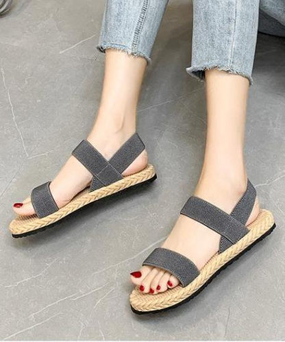 Women's Espadrille Flat Sandals Casual Solid Color Shoes Grey