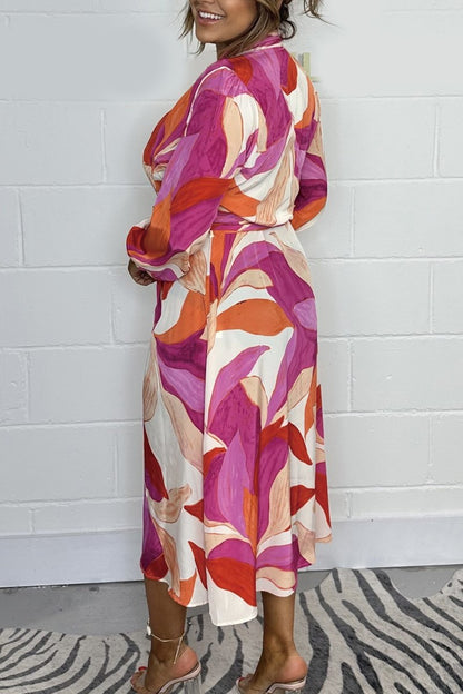 Printed Wrap Midi Dress