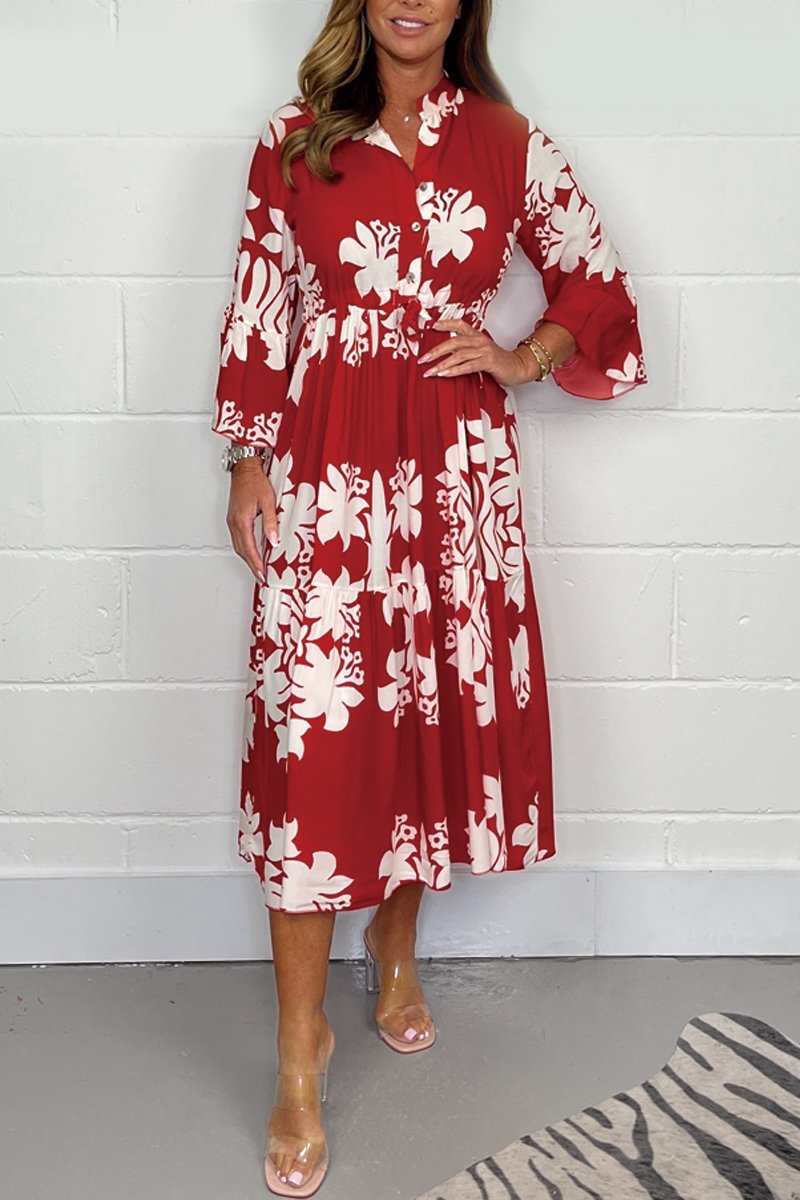 Casual printed dress Red