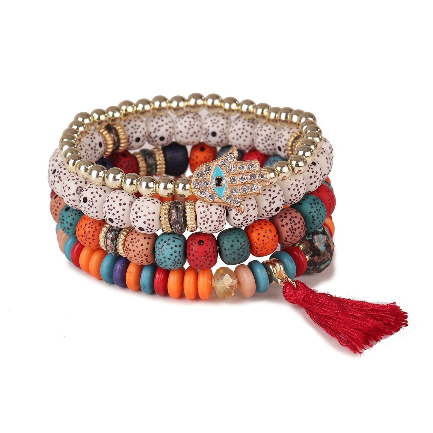 Bodhi Ethnic Style Multi-layered Bracelet Colorblock One Size