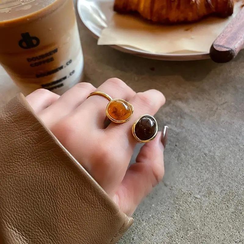 High-end Retro Coffee Color Niche Design Open Ring As Show One Size