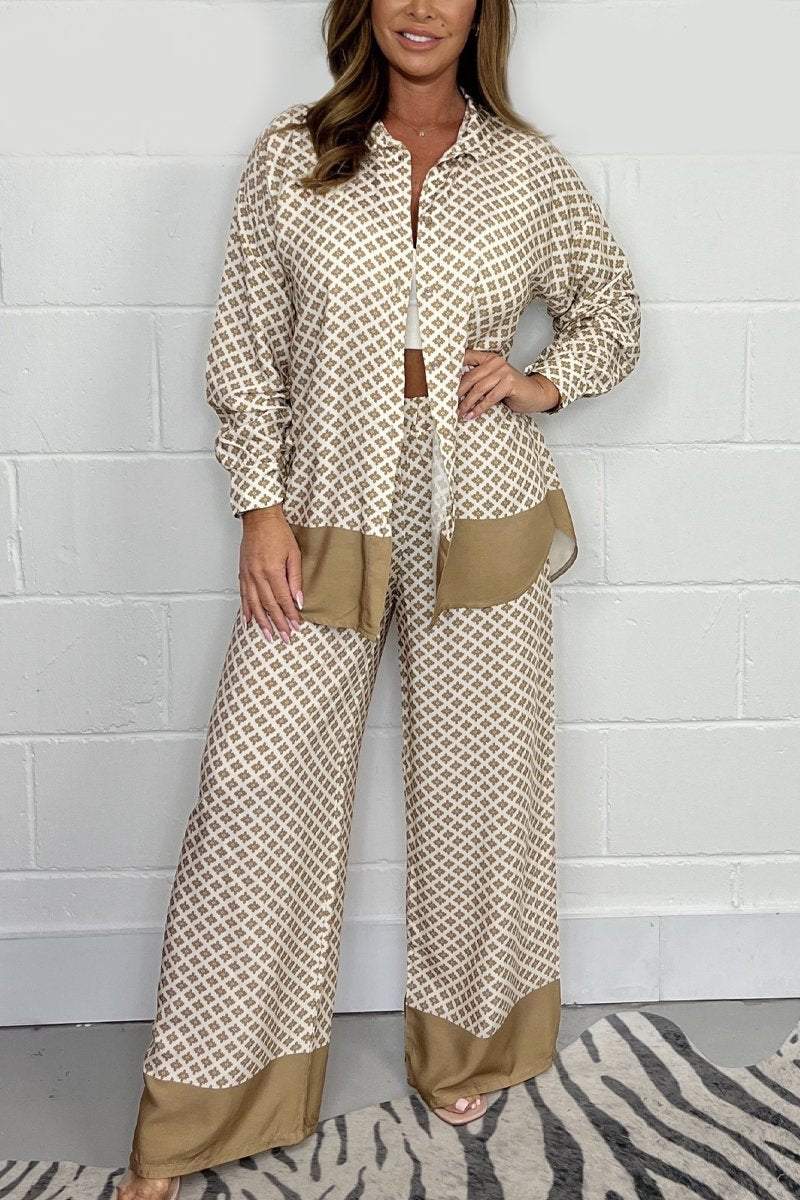 Border Trouser & Shirt Co-Ord Khaki