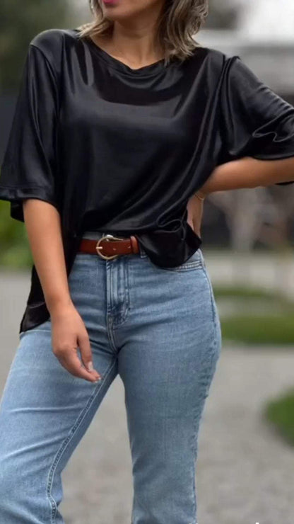 Bronzed Casual Top Hot black