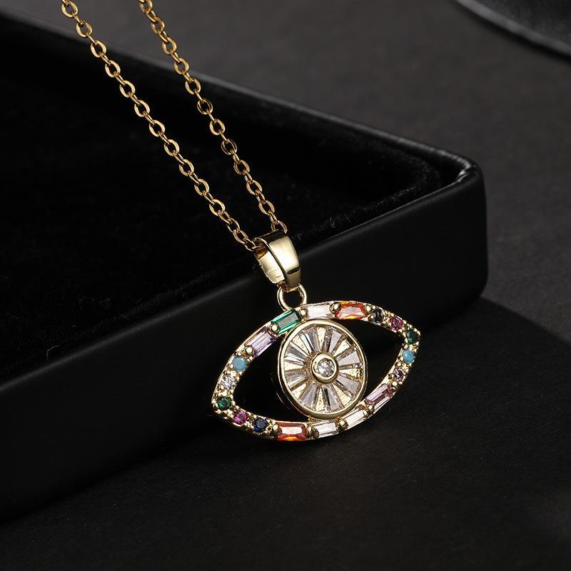 Colored Zircon Devil's Eye Necklace Color 5 one-size