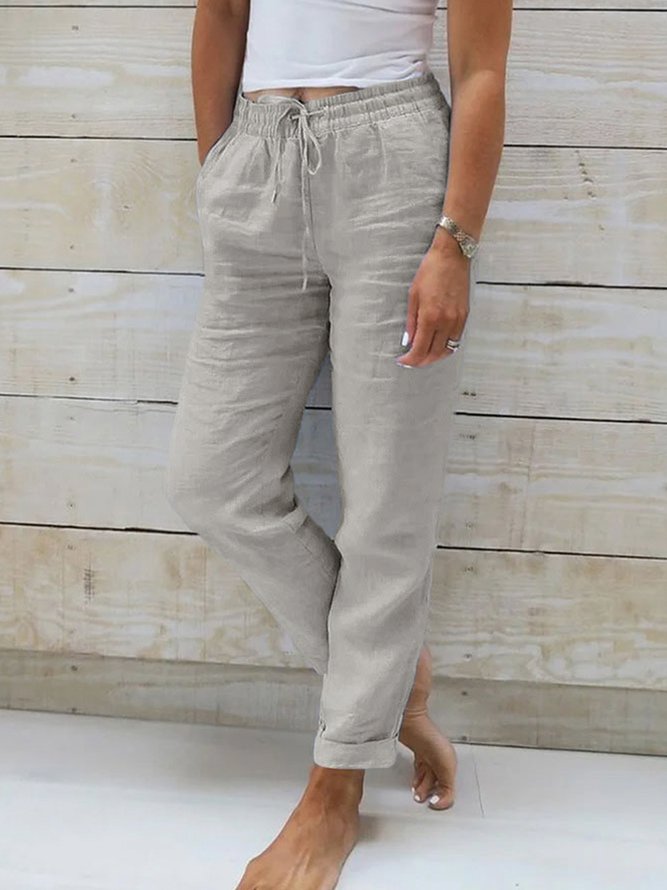 Loose Drawstring Casual Casual Pants Grey