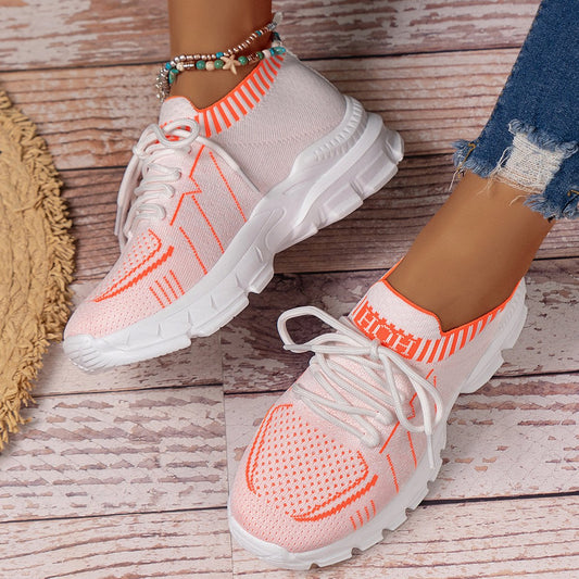 Women's Breathable Fly Woven Surface Lightweight Comfortable Casual Shoes White