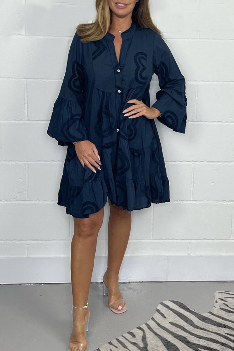 Heart embossed dress Navy blue