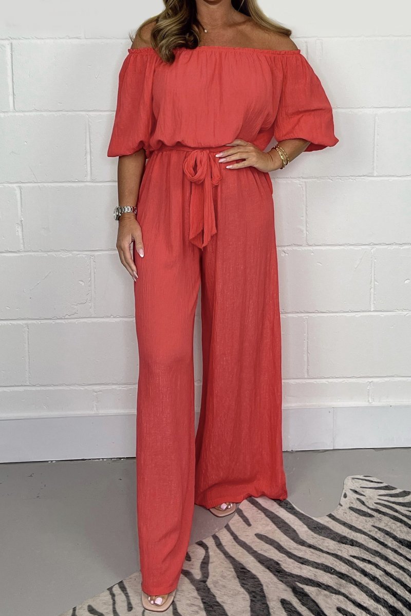 Casual one shoulder suit Red