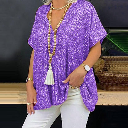 Sequenant V -neck T -shirt top purple