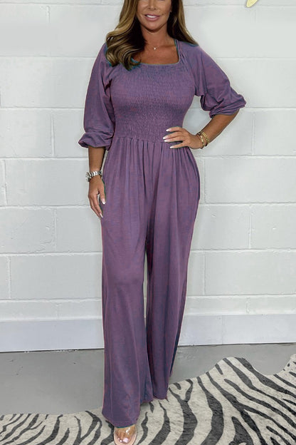 Casual solid color jumpsuit Purple