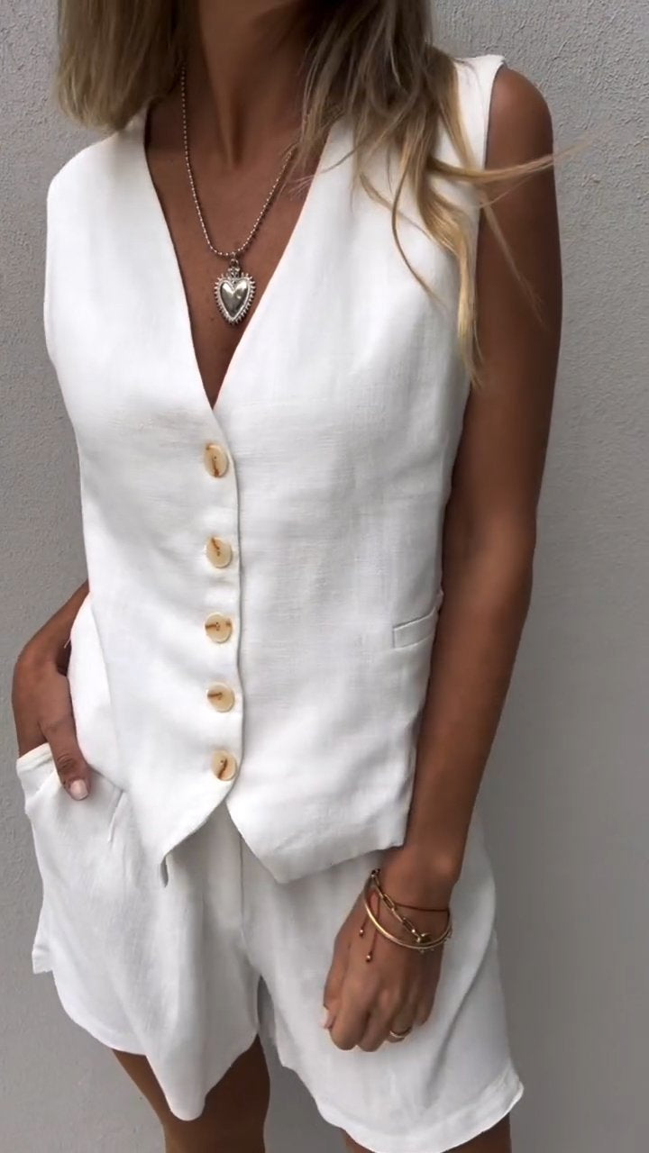 Cotton and Linen Vest Set